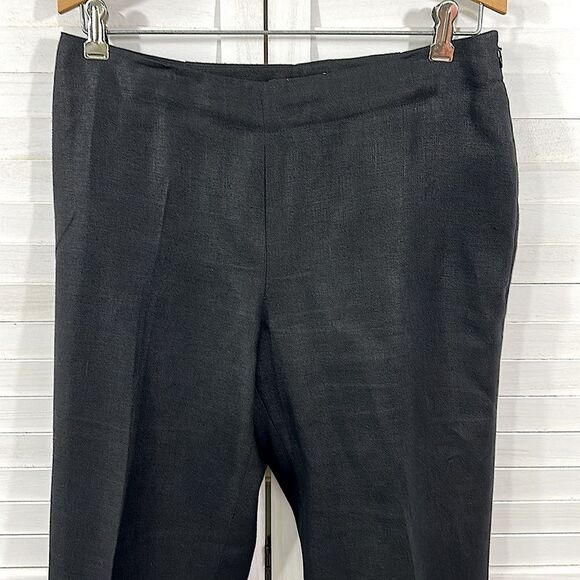 Talbots Linen Pants Size 6 Irish Linen Classic Side Zip Black - Picture 3 of 12
